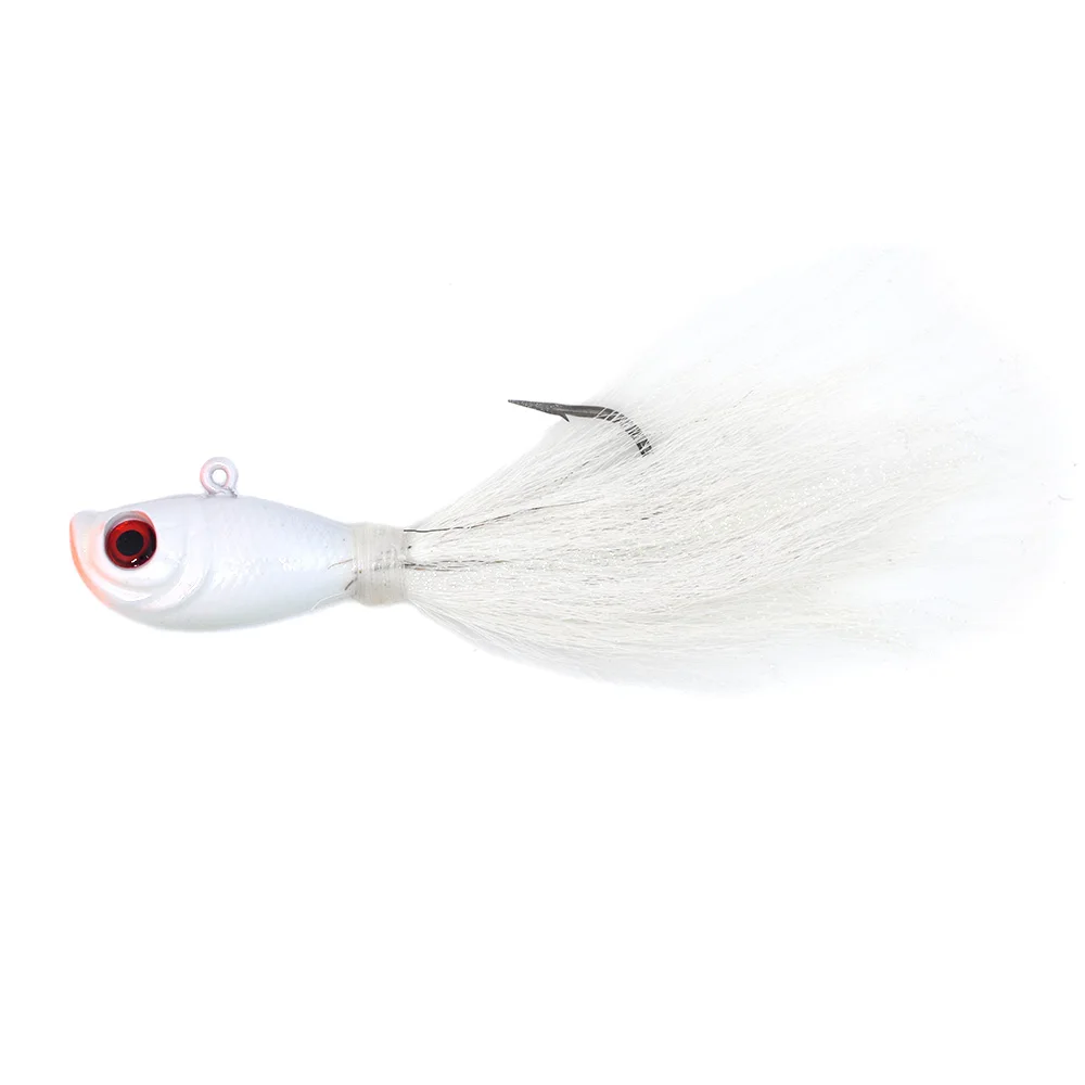 1oz Bucktail Jig Fishing Jig Saltwater Fluke Fish Teasers Bucktail Fishing With Single Hook