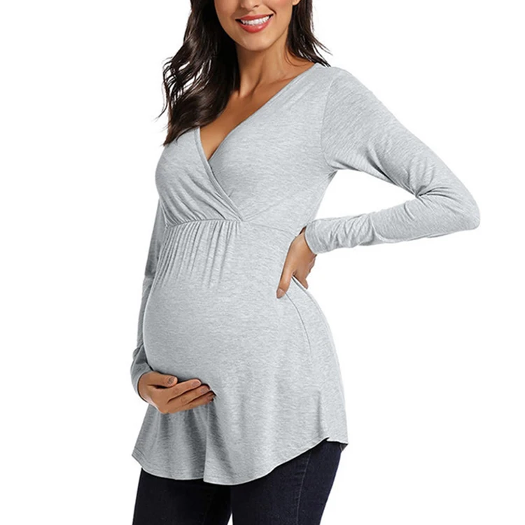 RTS Barbarian women casual v neck maternity breastfeeding tops pregnancy clothes long sleeve t shirt