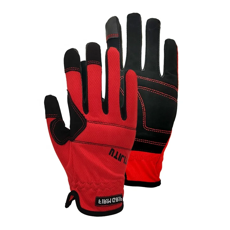 
Microfiber synthetic leather pad palm covert tactical safety work wholesale touch screen anti vibration impact mechanics gloves 