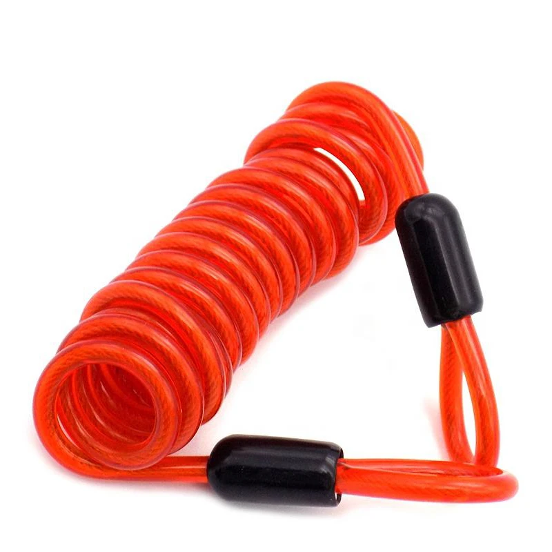 Factory direct OEM Disc Lock Reminder Cable Bike Motorcycle Alarm Safety Lanyard Spring Coil Wire Looped