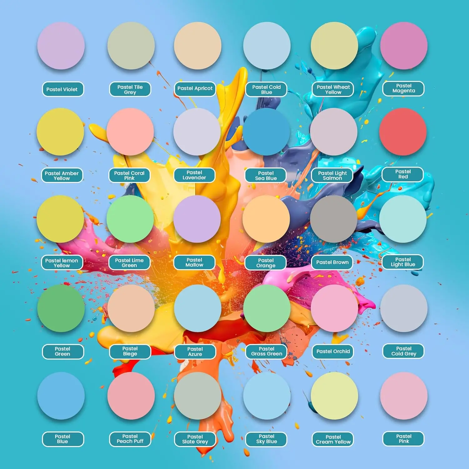 30 Vibrant Colors Metallic Neon Pastel Pre Mixed High Flow For Canvas Paper 2 Ounces Per bottle Acrylic Pouring Paints Set