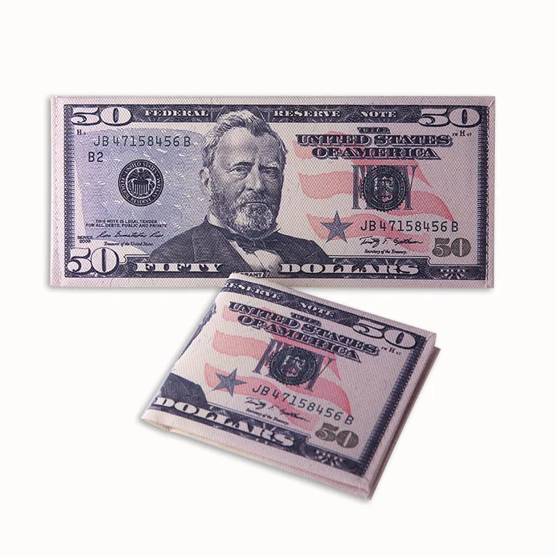 Fashion National Currency Print Canvas Men 100 Dollar Bill Purse