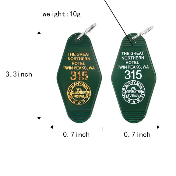 TV show Twin Peaks Keychain Green Prismatic Acrylic Keychain Key chain The Great Northern Hotel Room # 315 Gift for TV show fans