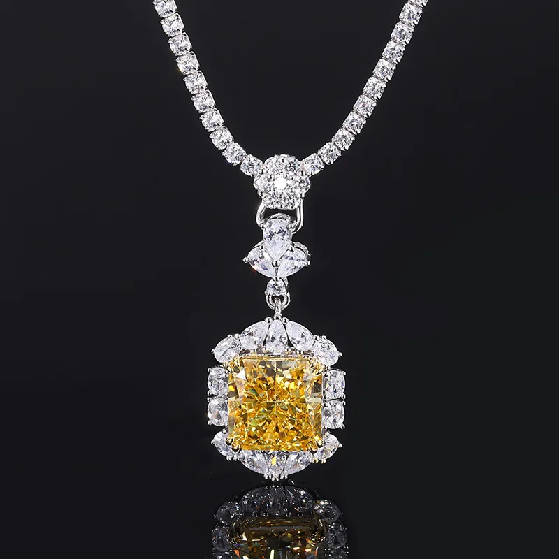 Hot Sell S925 sterling silver fulled drilled Necklace Jewelry Wholesale natural High carbon stone pendant Couple gift necklace