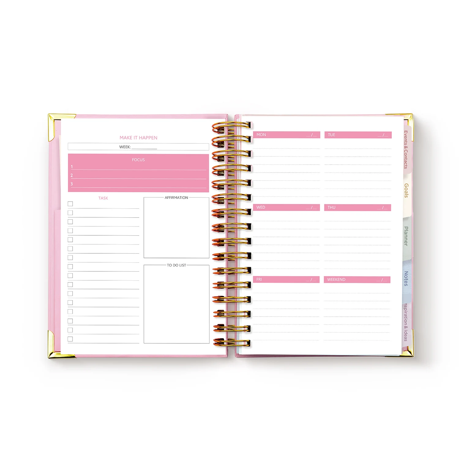 Custom Leather Journal Spiral Weekly Monthly Agenda Daily Goal Digger Diary Undated PLANNER BOOK Notebook