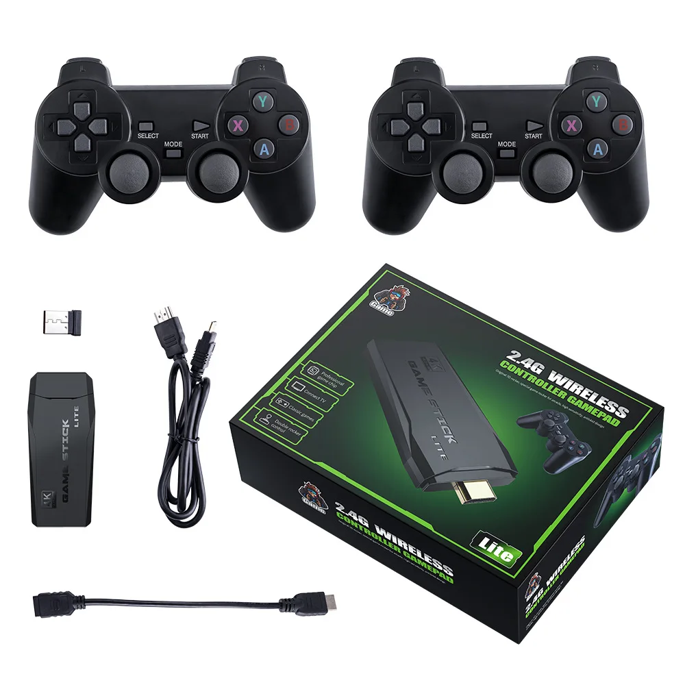  Оптовая продажа Игровая приставка 4K HD TV видеоигра Dongle PS1 эмуляторы двойной 2 4G беспроводной геймпад контроллер 3D игровая
