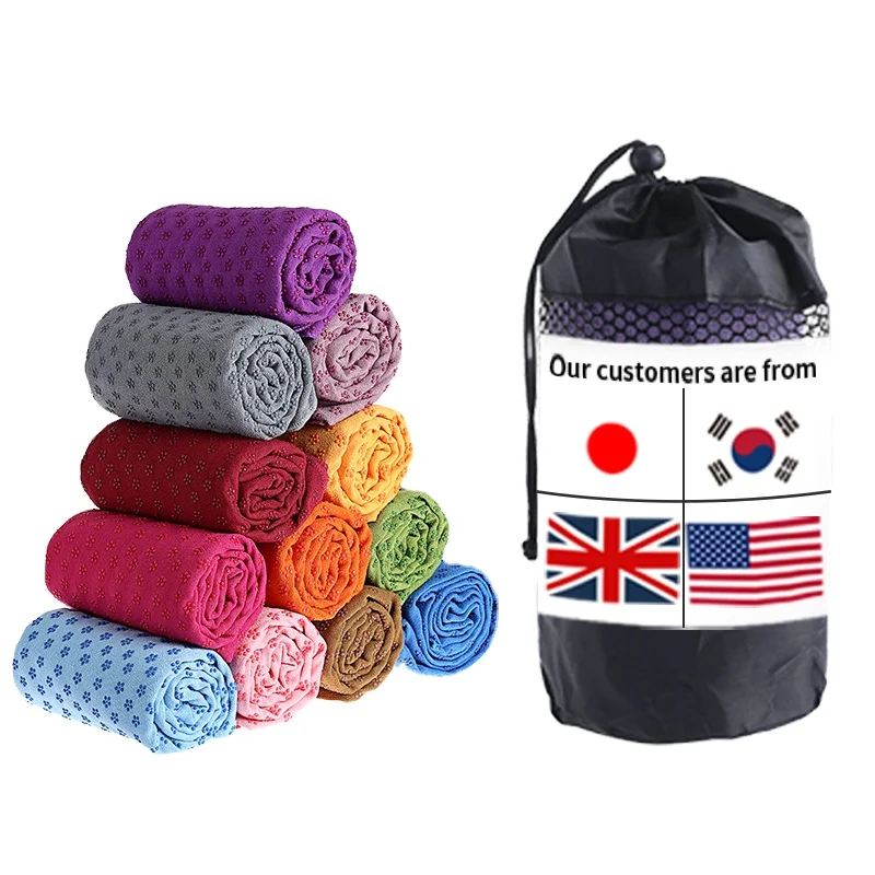 
popular home gym Custom Logo Quick Dry and Extremely Absorbent Non Slip Yoga Mat Towel 183cm*63cm 