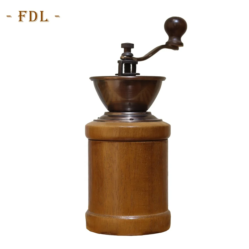 rubber Wooden Barrel Small Conical  Hand Mill  Commercial Coffee Grinder