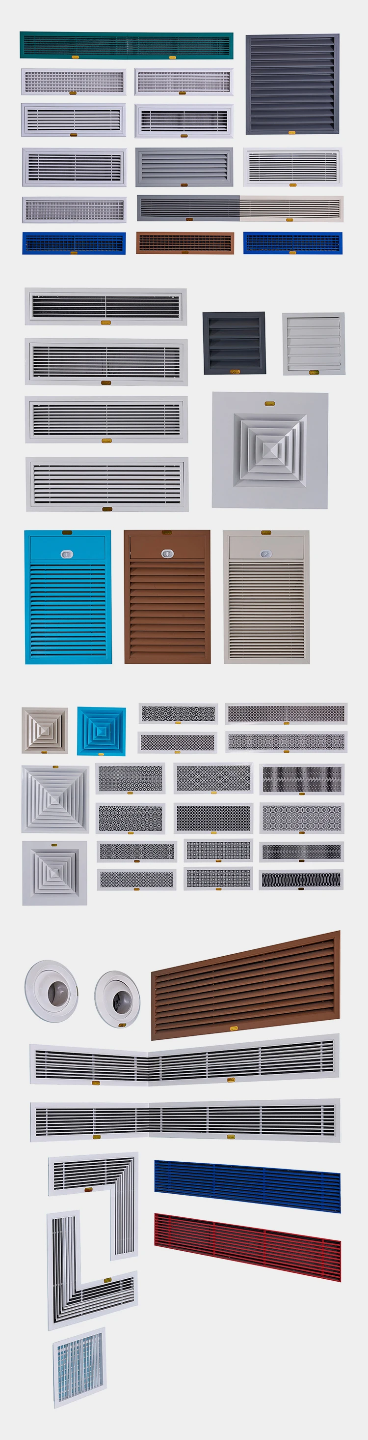 Aluminum alloy plastic round commercial air grille linear slot diffuser