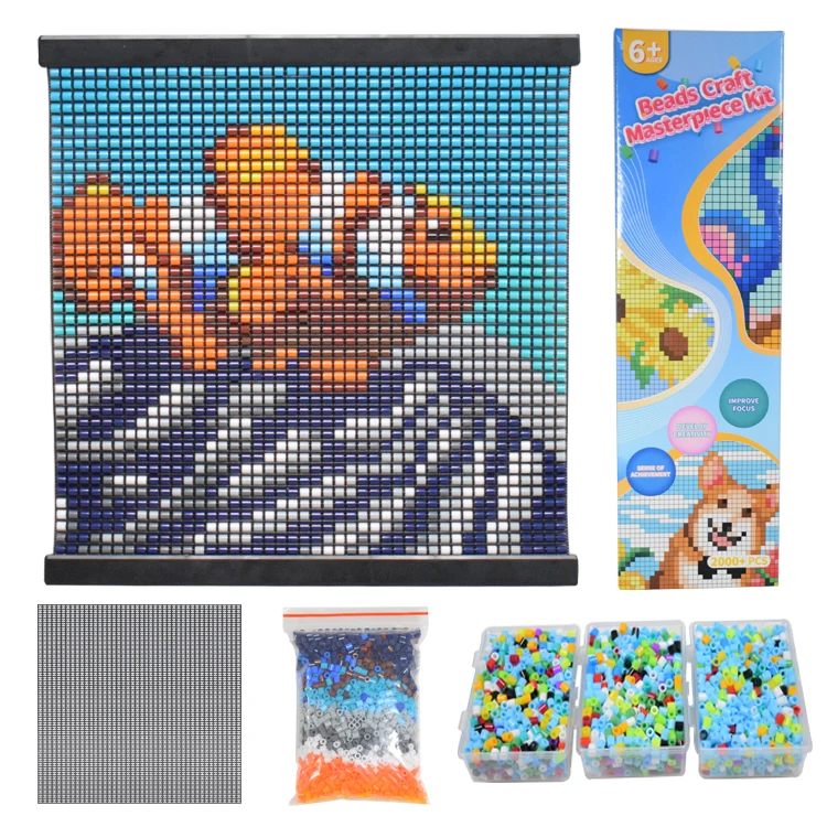 High quality new style without ironing mesh canvas diy fuse perler hama beads 5mm