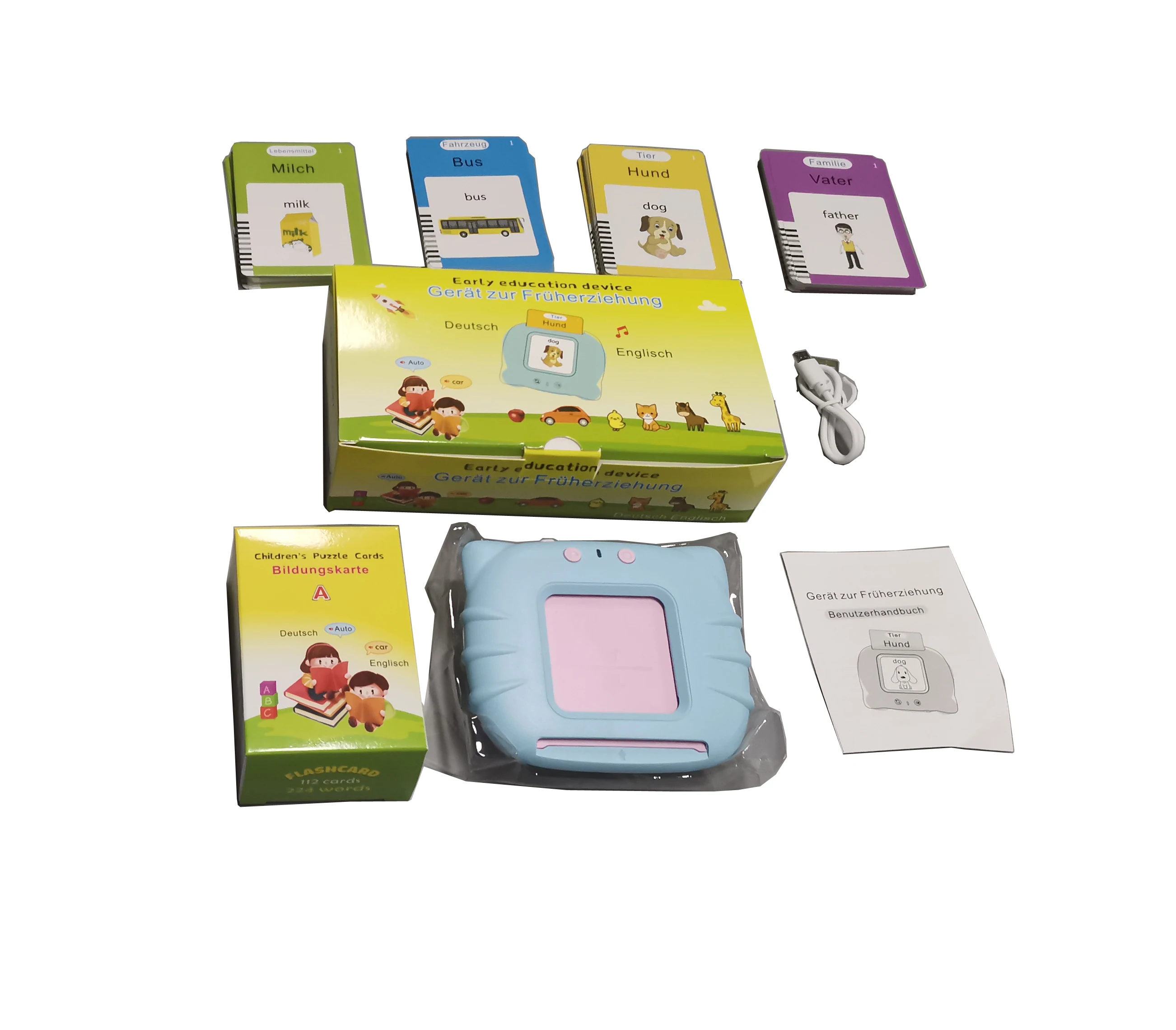 German and English early education machine Flash Card  Learning Machine Perfect Gift for  Kids developmental toys