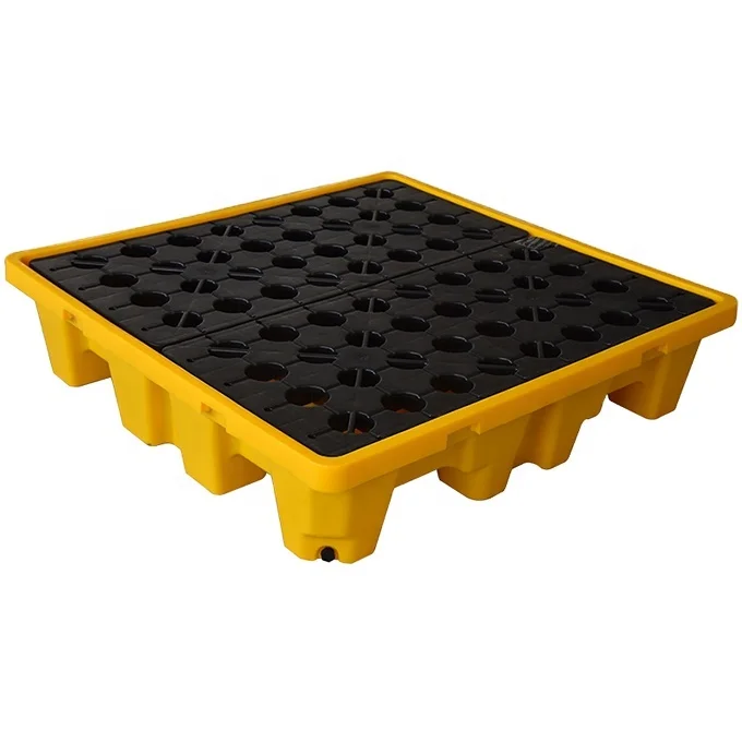 Spill pallet for drum  best sale plastic 4 drum oil spill pallet 1300x1300x150mm