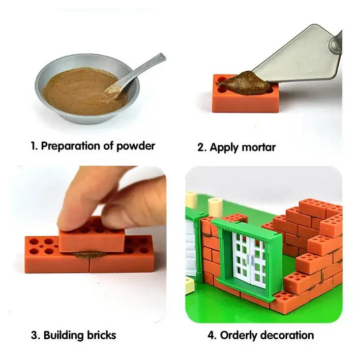 Children Cement Architect DIY Assemble Villa Build Kids Doll House Bricks Stacking Building Plastic Bricks House For Sale