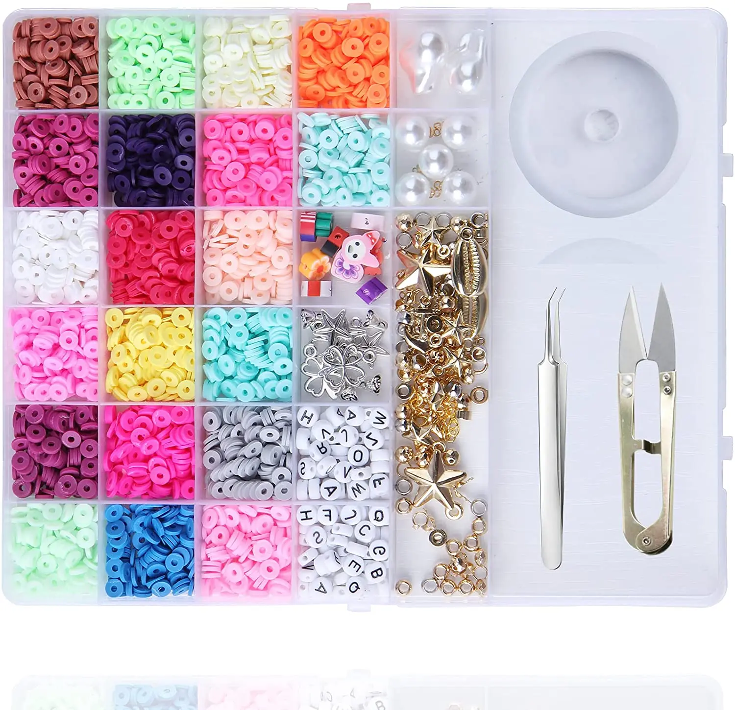 
Flat round polymer clay spacer beads fashion jewelry craft DIY kit 