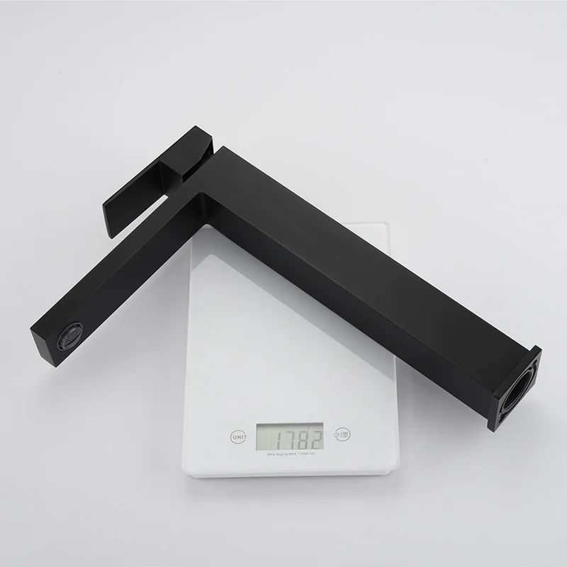 Simple Square Black Bathroom Faucet 304 Stainless Steel Basin Faucet Single Hole Countertop Mount High Quality Chrome Plated Mix