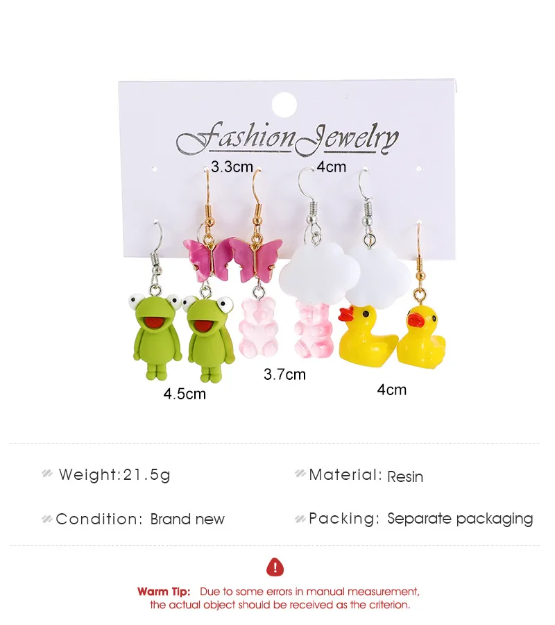 fashion acrylic 2022 trend set of earrings jewelry butterfly frog resin animal cute women earrings set