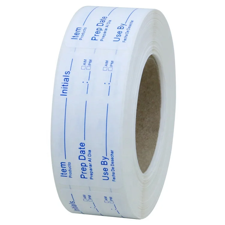 Hybsk 1 x 2 Inch Shelf Life Labels for Food Rotation Use By Food Preparation Stickers Prep Date Total 500 Labels Per Roll