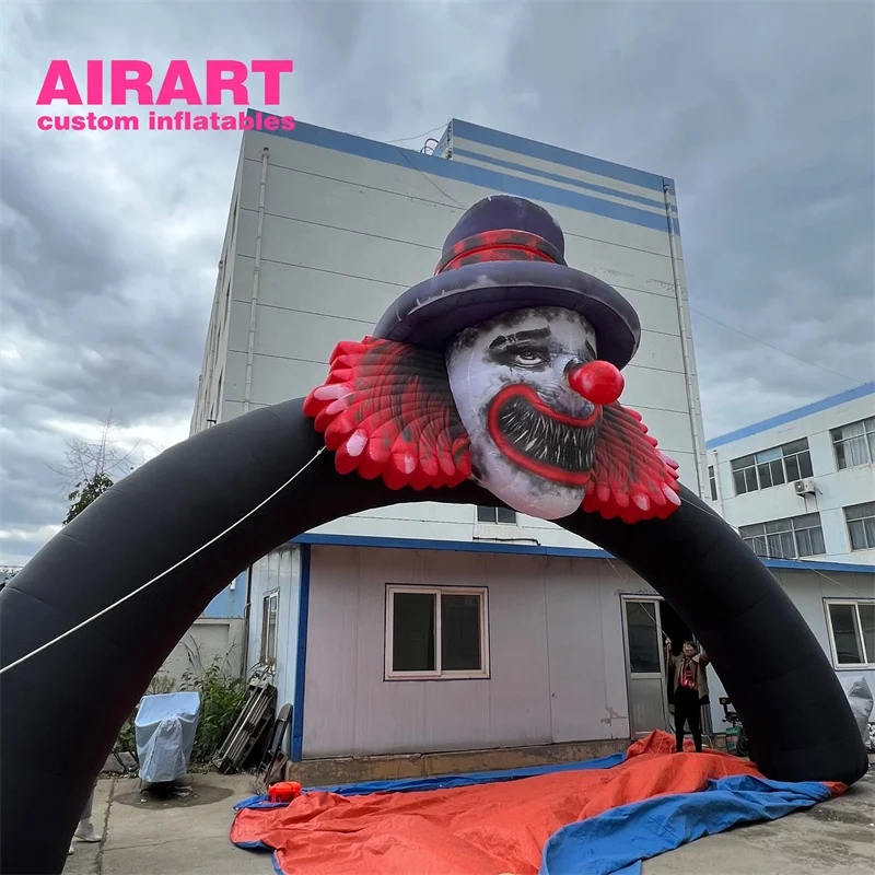 Large size outdoor activities decoration inflatable horror clown face arch for Halloween festival party display