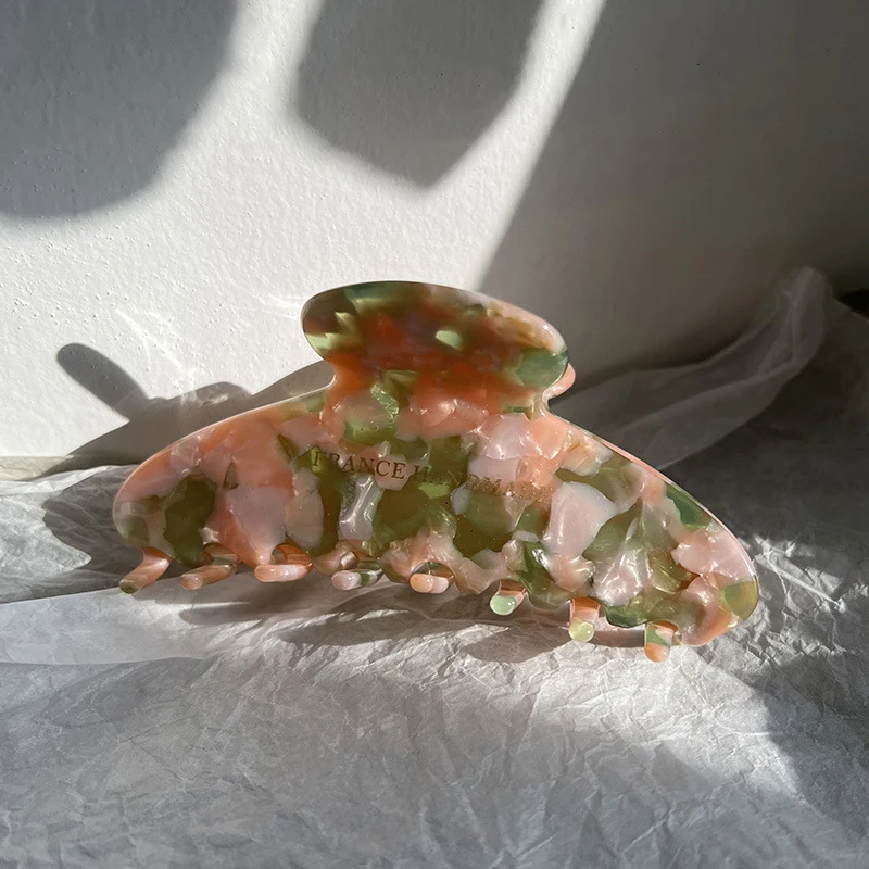 Factory Custom Bronzing LOGO French Eco-friendly Cellulose Acetate 11cm Hair Claw Clip