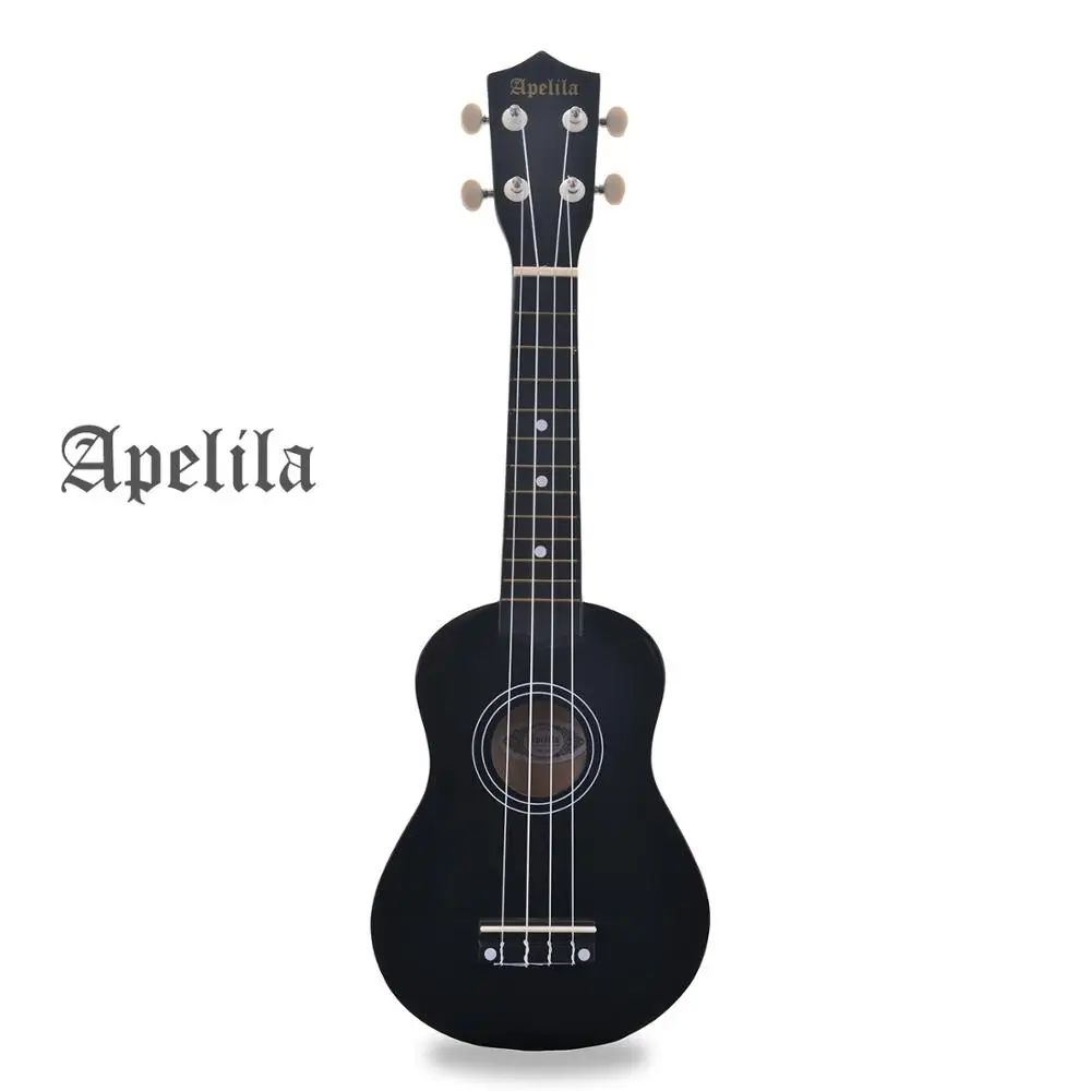 
black high quality lightweight 4 string soprano ukulele for children 