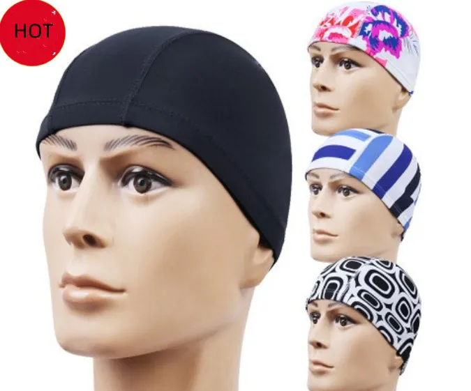 Low price Customized Logo Bathing Hat Boys Swimming Hats Stretch Milk Silk Hats