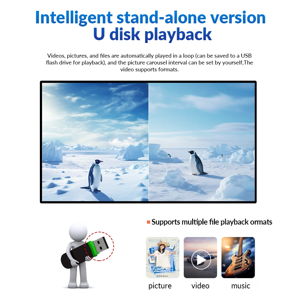 7*24H 21.5 inch Wall Mounted Commercial Touch Screen Monitor LCD Advertising Screen Digital Signage and Displays