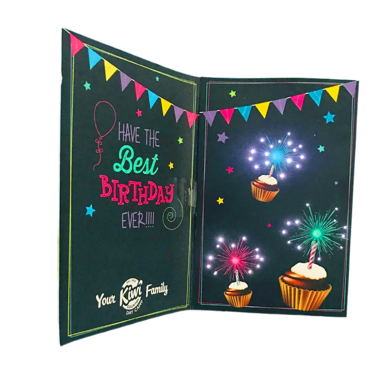 Good Quality LED light luminous exquisite paper cards custom sound music greeting Christmas cards