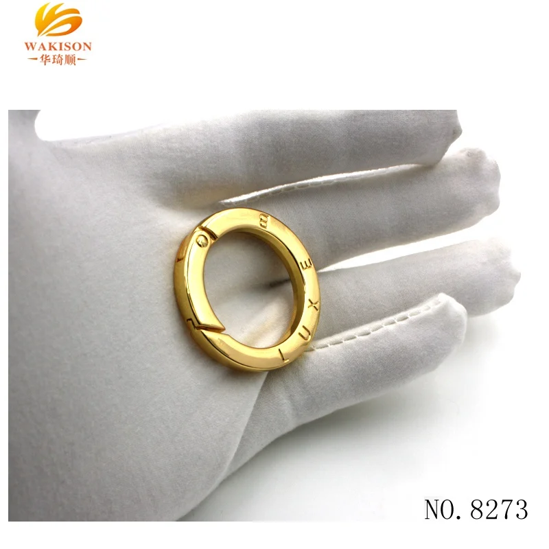 Gold Custom Logo Zinc Alloy Bag Ring Push Ring Metal Snap Gate O Ring 25mm Round Spring Clasp for Decoration