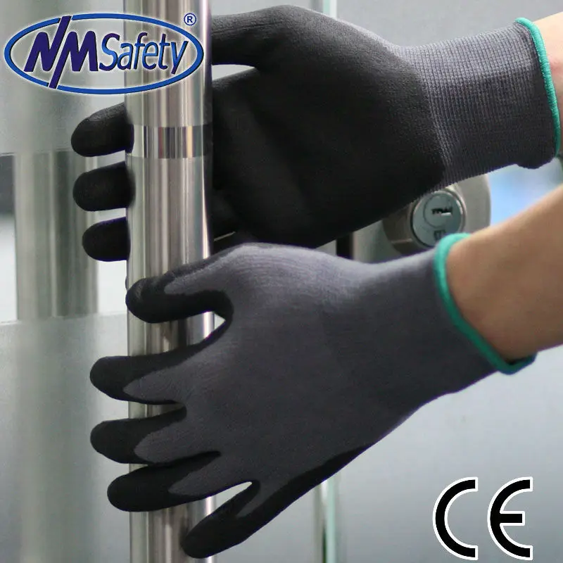 NMSAFETY 15G Good Grip Spandex and Nylon Shell Foam Nitrile Coated gloves
