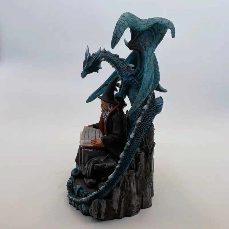 
2021 Hotselling polyresin blue dragon wizard figurine decorative 