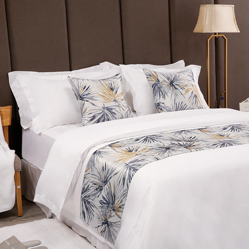 Роскошные индивидуальные 100 полотняного плетения из чистого хлопка белый 4 шт. атласная пуховых 5-звездочный Hyatt дизайнерская вышивка набор постельных принадлежностей для гостиниц