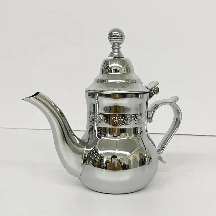 Oriental 2024 Ramadan Part Gold Tea Making Pot Dallah Stainless Steel Induction Moroccan Small Teapot for One