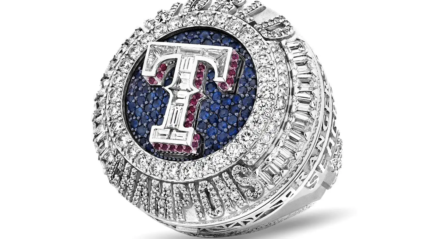 2023 Texas Rangers #5 SEAGER Baseball Champions Ring Eva Foam Fan Chain