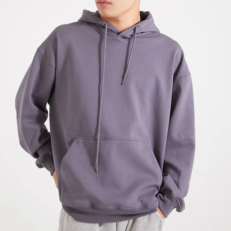 2022 New wholesale plush sweater 500 gsm hoodie OEM drawstring hooded fitness hoodies solid color sweater