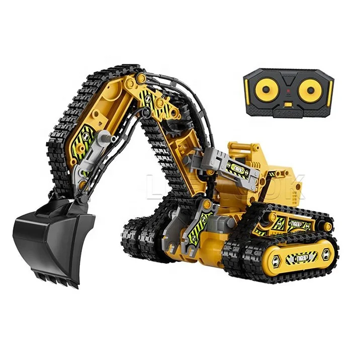2.4ghz Remote Control Excavator Diy 4-In-1 Stem Programmable Assembled Engineering Vehicle Rc Toy Remote Control Truck