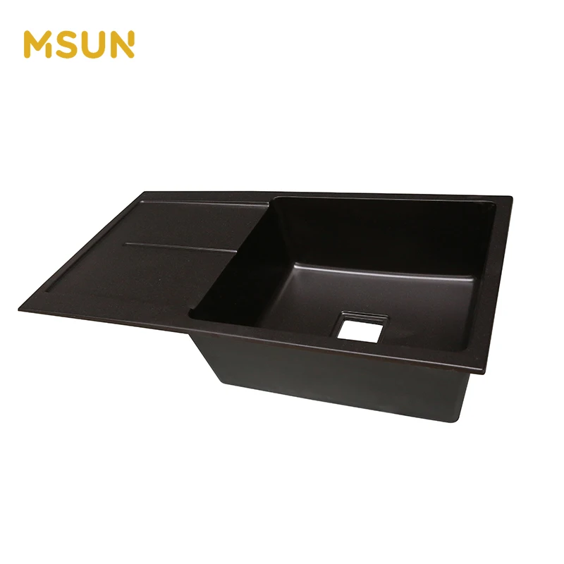 MSUN Artificial Marble Quartz Stone Kitchen Double Sink In vanity sink