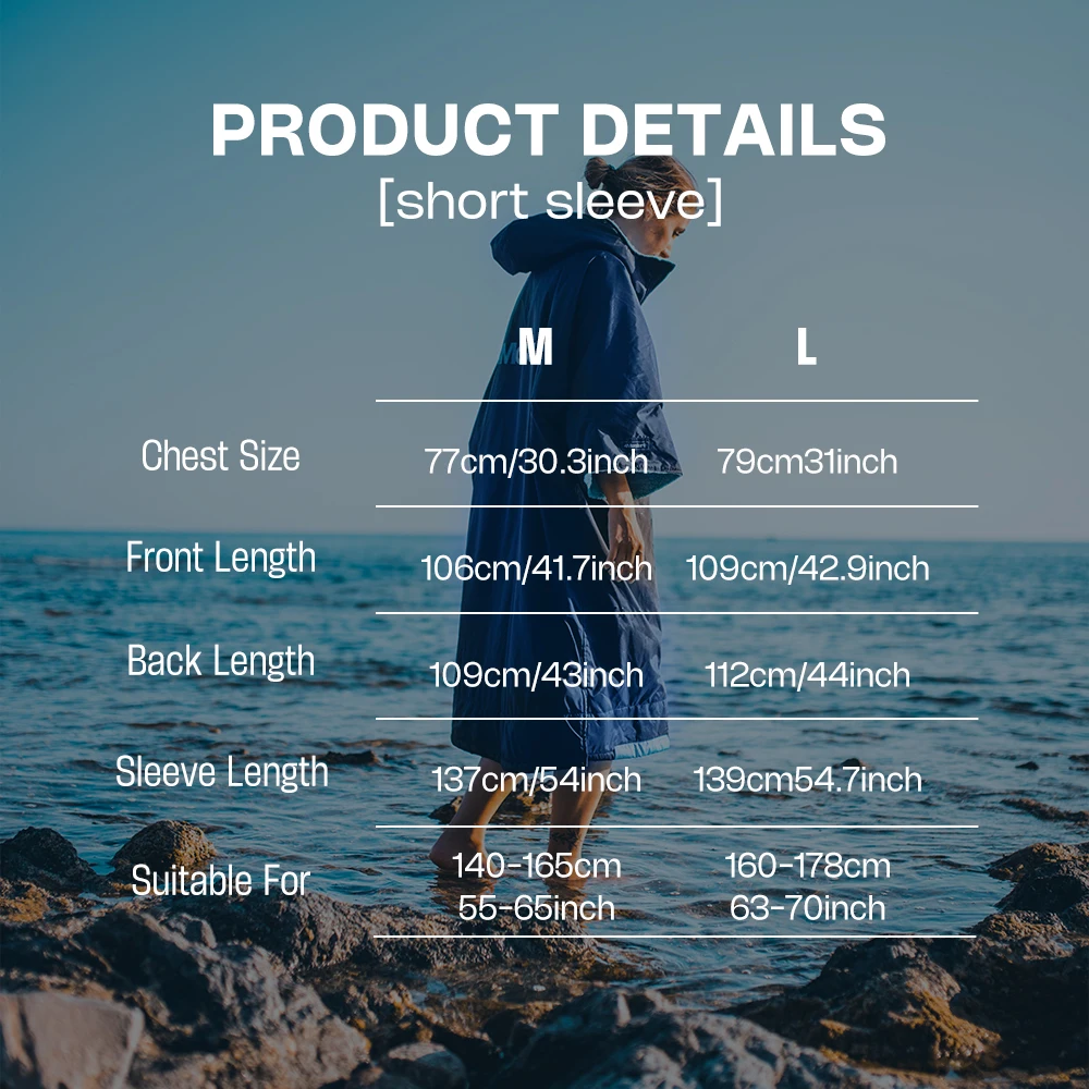 4Monster Swim Parka with Hood,Quick-dry Wetsuit Changing Robe Waterproof,Warm Coat Surf Poncho for Water Sport, Beach&Pool