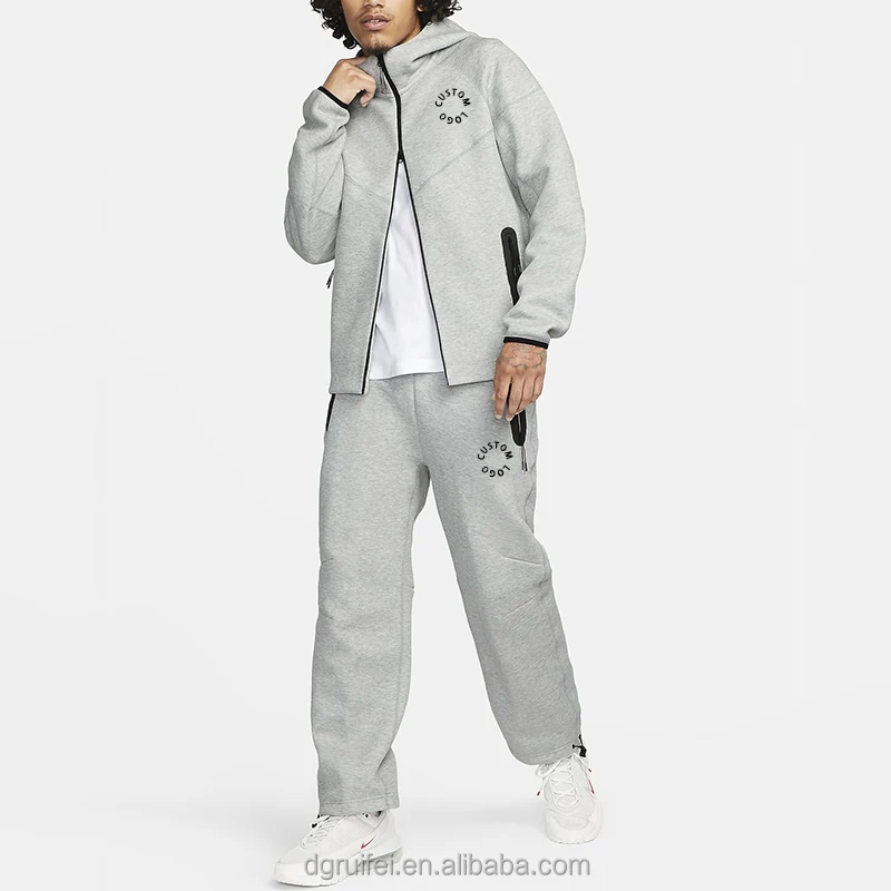 Custom Logo Men Oversized Utility Joggers Track Pants Straight Leg Sportswear Tech Fleece Sweatpants Zipper Pockets