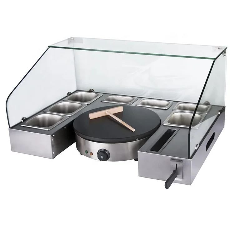 Commercial Pancake Cake Making Non-Stick Electric Crepe Maker with Serving Station