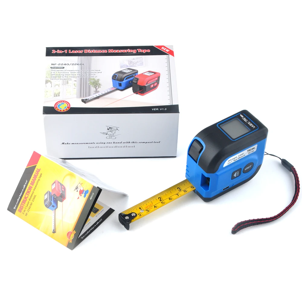 WINTAPE High Precision Laser Tape Measure 196ft Rechargeable Laser Measurement Tool Electronic Steel Tape Measure