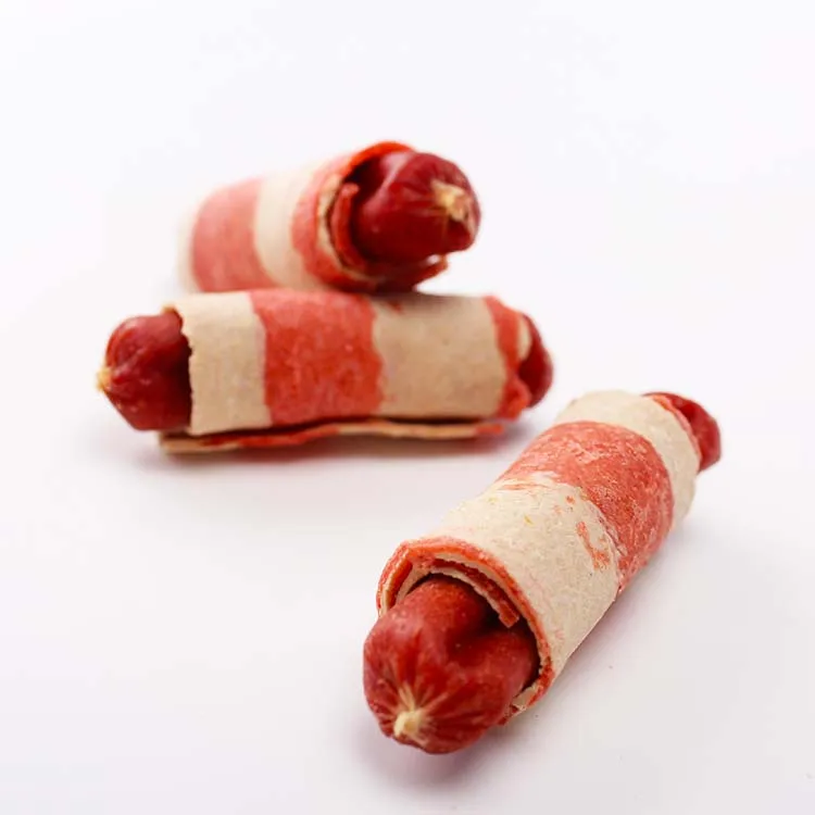pet supplier Customizable wholesale dog chew Sausage Roll Shaped Chew dog treat  Easy to digest dog snack