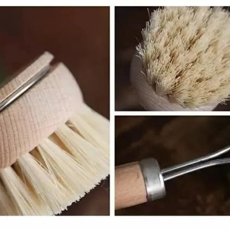 Kitchen Brush Set Floor Vegetable Dish Bottle Pot Brush Sisal Cleaning Brush Fibre Wooden Natural All Masthome Eco Friendly 5pcs