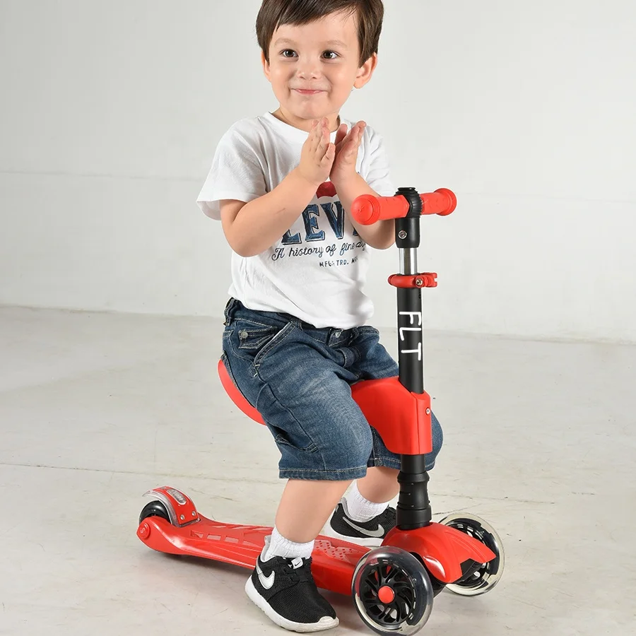 Cool 2 in 1 3 Wheels Kids Scooter with LED Light up Wheels for Kids Age 2-12 Outdoor Activities