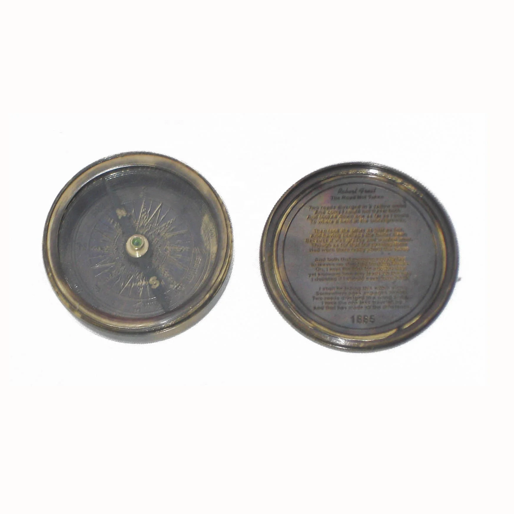 Top Selling royal design Brass Antique Sundial Compass Nautical camping premium compass and push button compass