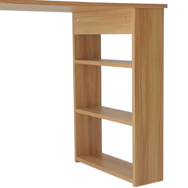 wood particle board 360 degree rotating corner v1 standing L shaped office table desk