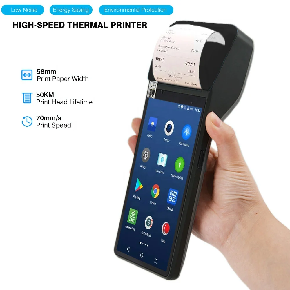 Android 10.0 Handheld High Quality NFC 4G EFT POS Terminal With 58mm Printer Z300