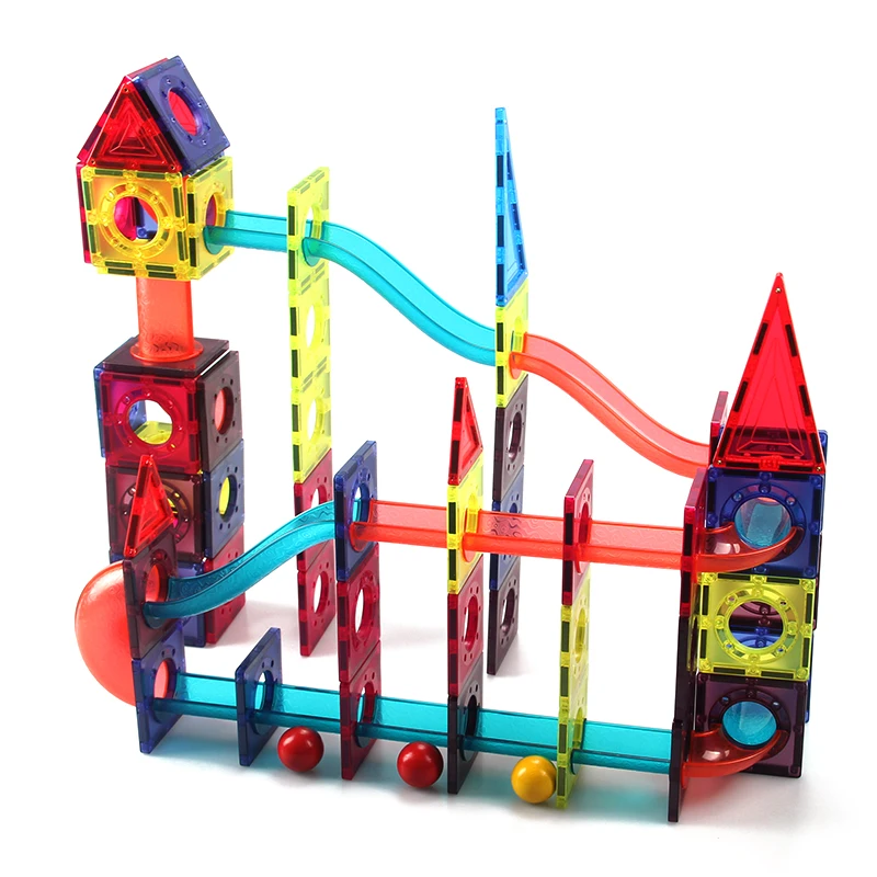 China supplier custom oem safety plastic 3d kids educational play tys magnetic marble run tiles blocks sets
