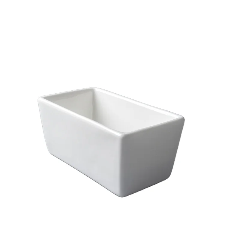 Wholesale cafe 4.25 inch flat bottom rectangular type square sugar ceramic jar