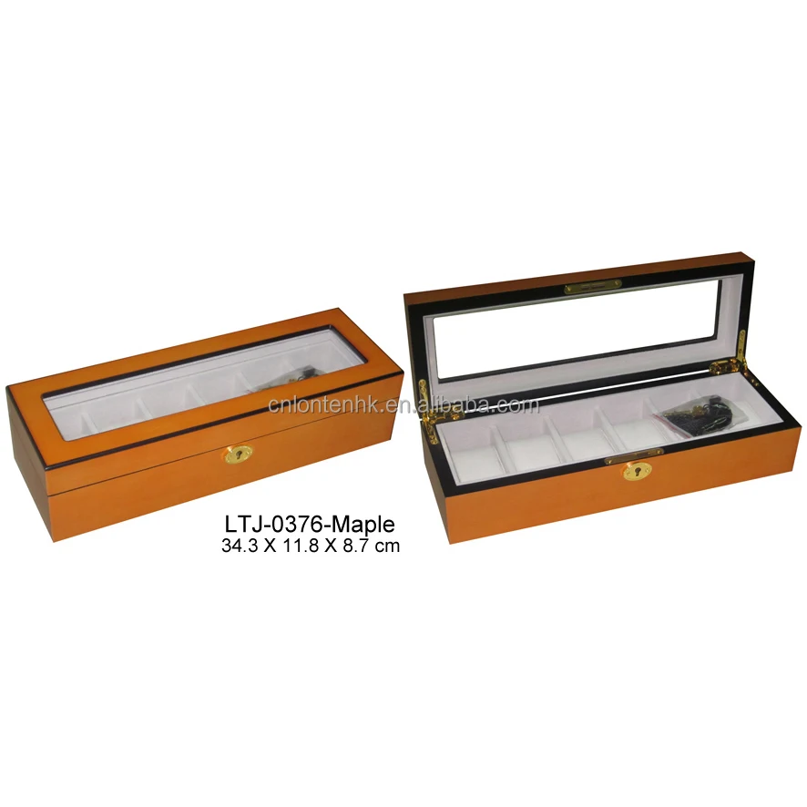Travel Wood Watch Case Roll Brown Wristwatch gift packaging 5 Slot storage wooden Watch Box