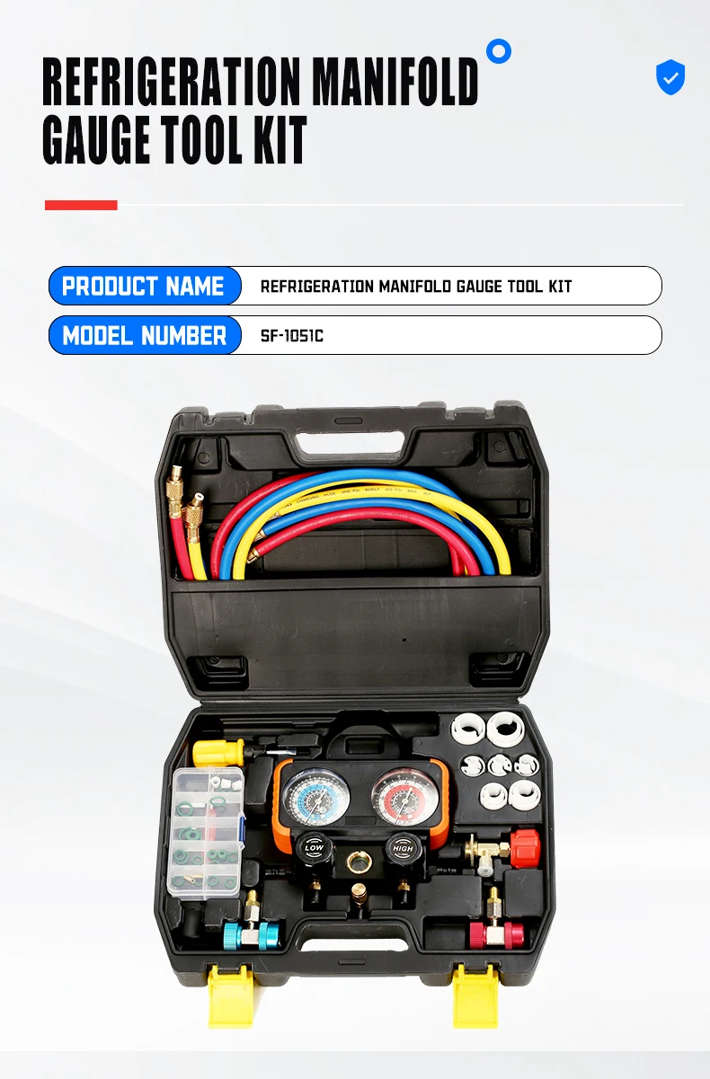 Professional Vacuum Pump & Manifold Gauge Set - HVAC Refrigeration Tool Kit - Diagnostic R134a R410A for repair air condition